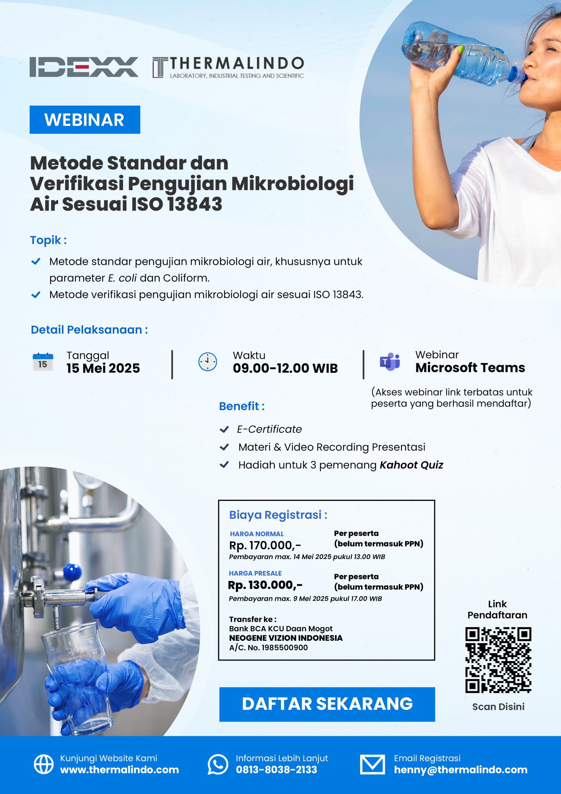 Undangan WEBINAR : Metode Standar dan  Verifikasi Pengujian Mikrobiologi Air Sesuai ISO 13843