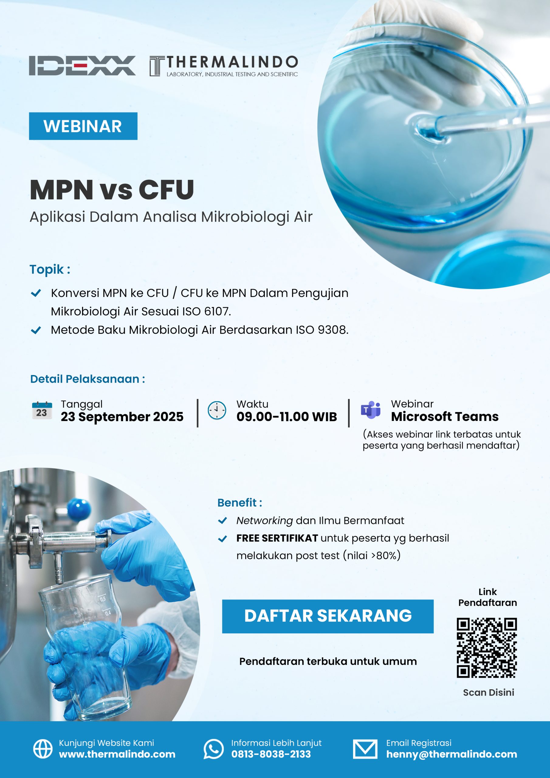 Undangan WEBINAR: MPN vs CFU – Aplikasi Dalam Analisa Mikrobiologi Air