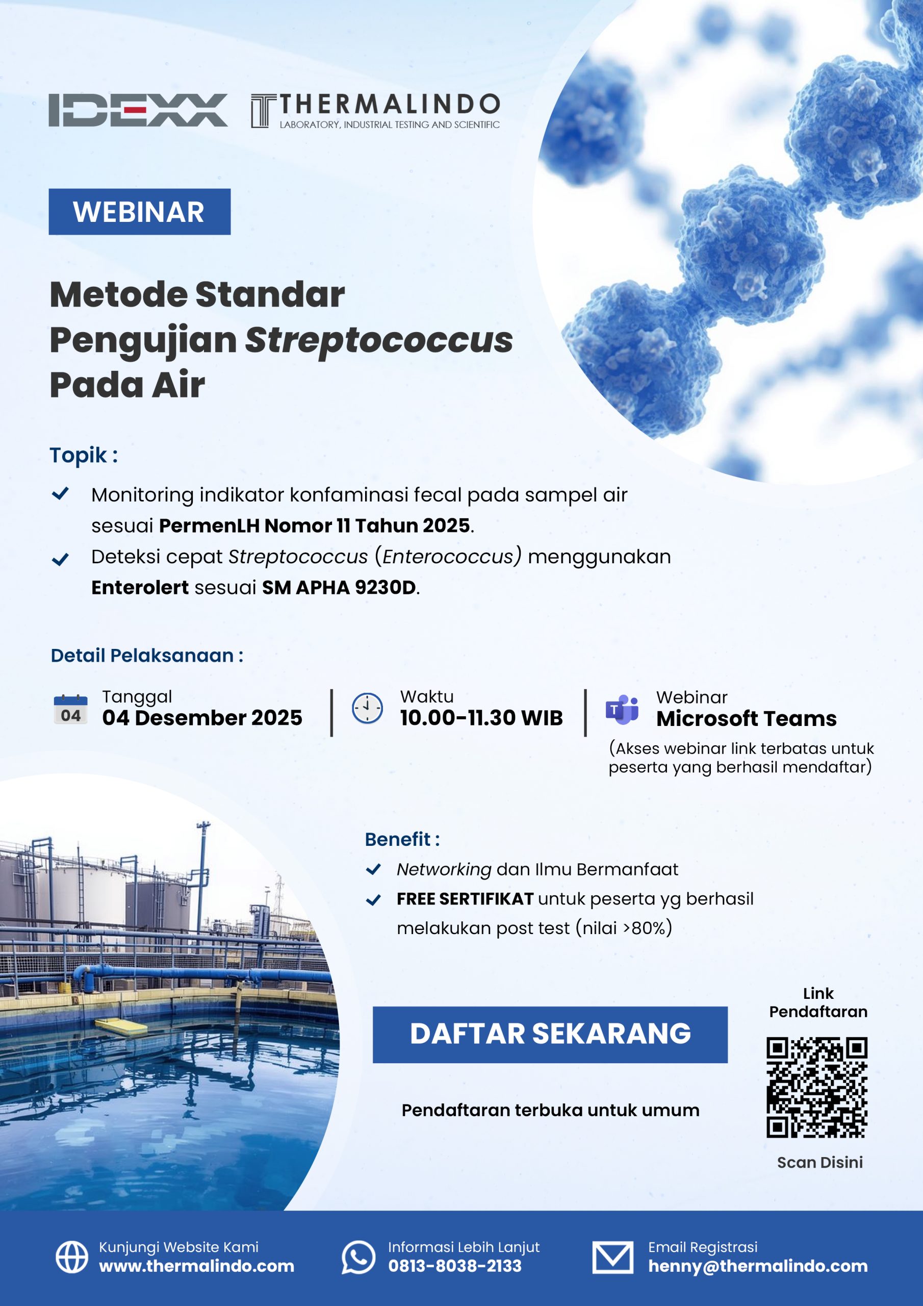 Undangan WEBINAR: Metode Standar Pengujian Streptococcus Pada Air
